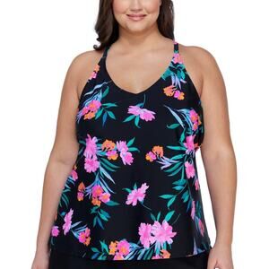 Island Escape Racer-Back Underwire Tankini Top Plus Size 24W